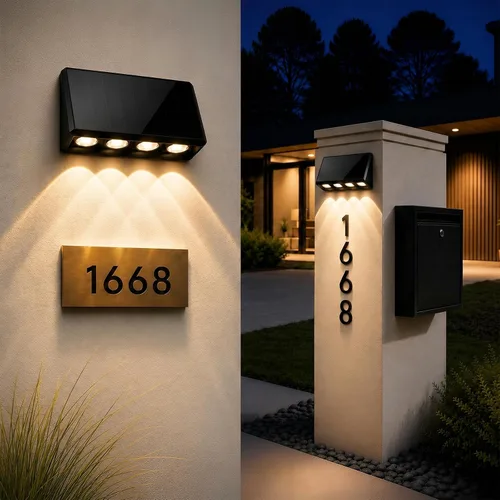 Vista 3 de Luces solares de pared para exteriores, 4 LED, 3 modos, luces de valla