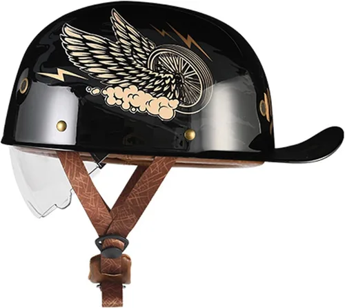 Vista 11 de Medio casco de motocicleta vintage, casco de béisbol de moda, certificación DOT/ECE, casco de motocicleta para hombres y mujeres