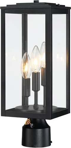 Vista 9 de Luz de poste de 16.6 pulgadas para exteriores, lámpara grande de 3 luces, moderna iluminación exterior de pilar impermeable, poste de farol