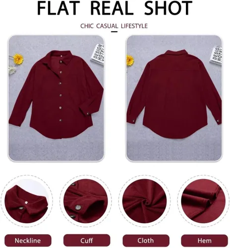 Vista 62 de ZOLUCKY Chaqueta de manga larga con botones para mujer, talla grande, blusas