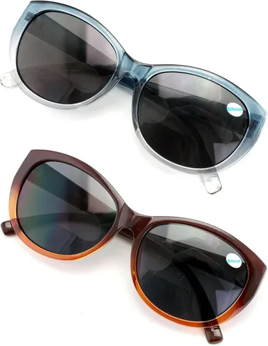 Vista 6 de 2 pares de lentes de sol de lectura bifocales para mujer Cateye Vintage Jackie Oval