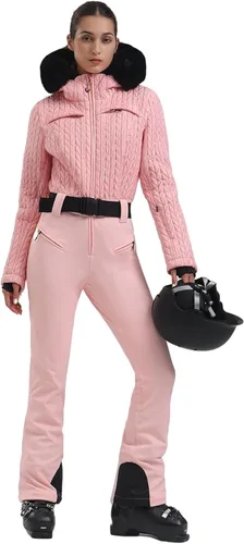 Vista 5 de GSOU SNOW Traje de esquí para mujer, traje de nieve delgado de una pieza, chaqueta de nieve, impermeable, resistente al viento, deportes al aire
