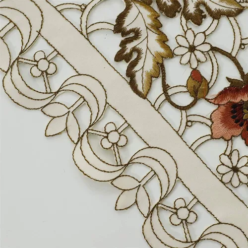 Vista 4 de Camino de mesa de encaje con flores europeas vintage, elegantes caminos Arzoe para decoración de mesa de comedor y gabinete