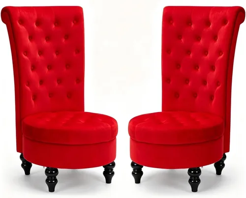 Vista 11 de AVAWING - Silla decorativa de terciopelo con respaldo alto de 46 pulgadas, color negro