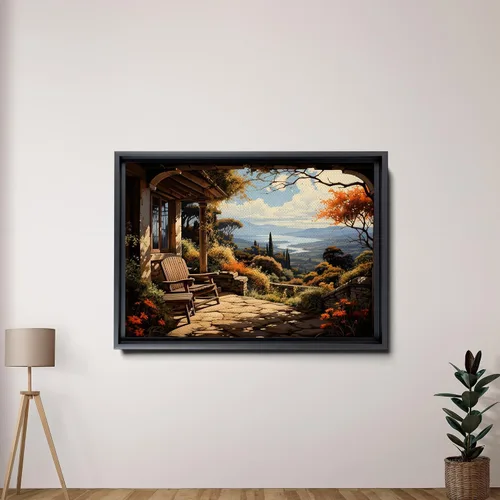 Vista 2 de Canvas Prints Wall Art oil painting rural landscape a house in the village Wall Artwork Paintings for Living Room Bedroom Office Kitchen Bathroom