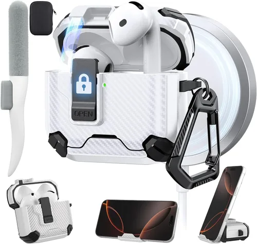 Vista 17 de Maxjoy Funda protectora para AirPods 4 2024, funda protectora para AirPods de 4ª generación con bloqueo automático, compatible con MagSafe, Verde