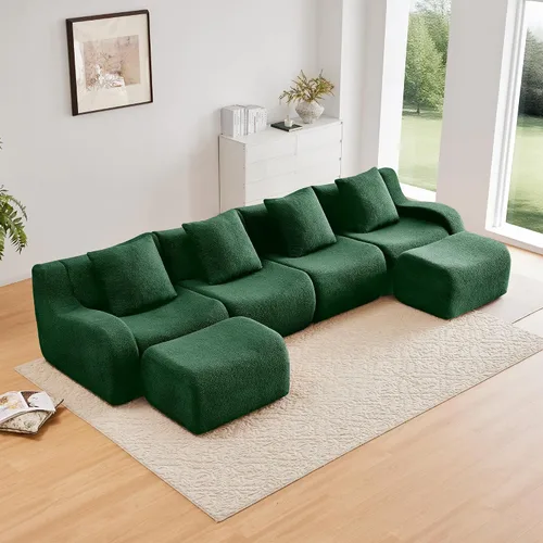Vista 44 de Boneless Cloud - Sofá modular modular de 82.7 pulgadas, cómodo sofá biplaza de tela de peluche, sofás seccionales de asiento profundo para sala