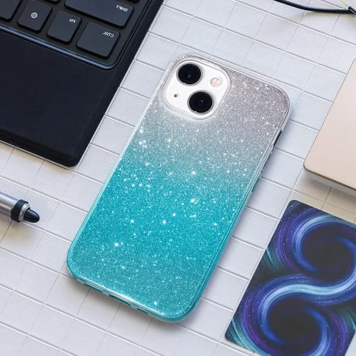 Vista 6 de MATEPROX Funda protectora para iPhone 13 Mini/12 Mini - Bling Sparkle Cute - Funda protectora para niñas y mujeres (verde degradado)