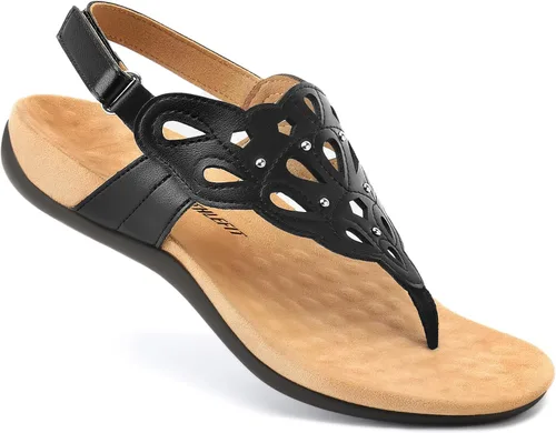 Vista 5 de Athlefit Sandalias ortopédicas para mujer, sandalias ortopédicas ajustables de verano con soporte de arco