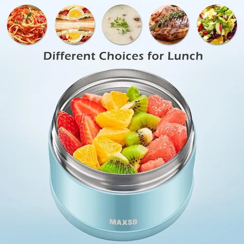 Vista 4 de Tarro de Comida para Comida Caliente – Termo de Sopa de 24 OZ para Adultos Contenedores de Almuerzo con Aislamiento al Vacío con Cuchara Plegable