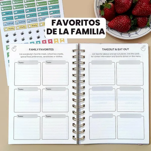 Vista 5 de Life & Apples Planificador de Comidas con Lista de Compras – Menú Semanal Sin Fecha y Cuaderno de Preparación de Comidas, Planificador de Cocina