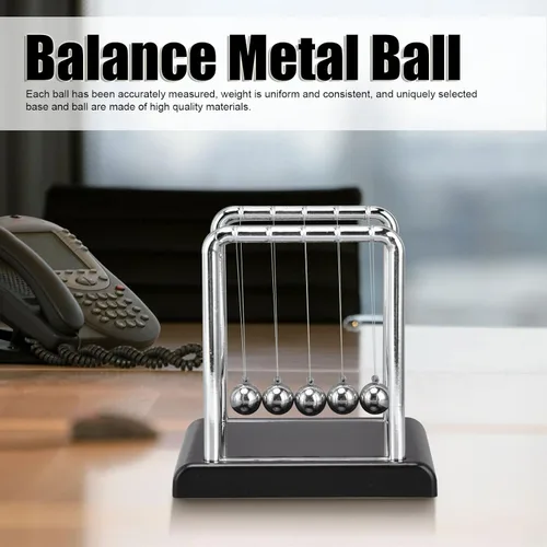 Vista 2 de Newtons - Bolas de equilibrio, bolas de diseño clásico con distribución uniforme de peso, para decoración de escritorio de oficina, juguete