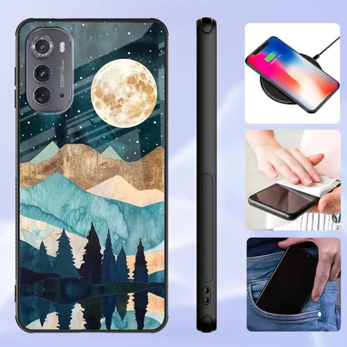 Vista 177 de Funda para Motorola Moto Edge 2022, cubierta trasera de vidrio templado con protector de pantalla, funda protectora a prueba de golpes para Motorola