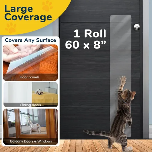 Vista 6 de PROTECTO - Protector de puerta contra arañazos de perros con cuchillo utilitario, 1 paquete de 60 x 8 pulgadas Door Scratch Protector for Dogs &