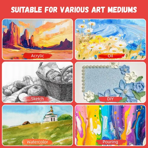 Vista 8 de Simetufy Paquete de 12 Tableros de Lienzo Pequeños para Pintura de 4 x 6 pulgadas - Paneles de Mini Lienzo de 100% Algodón sin Ácidos Imprimados