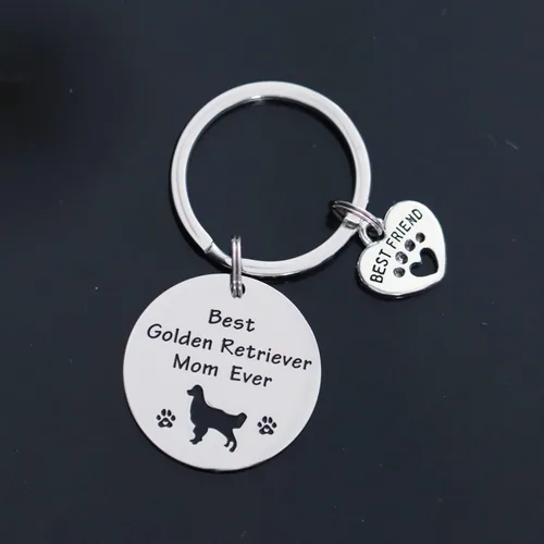 Vista 3 de VALAFO Regalo para amantes de Golden Retriever para mujeres, ideas de llaveros, artículos de mercancía, adornos de mamá Golden Retriever, Acero