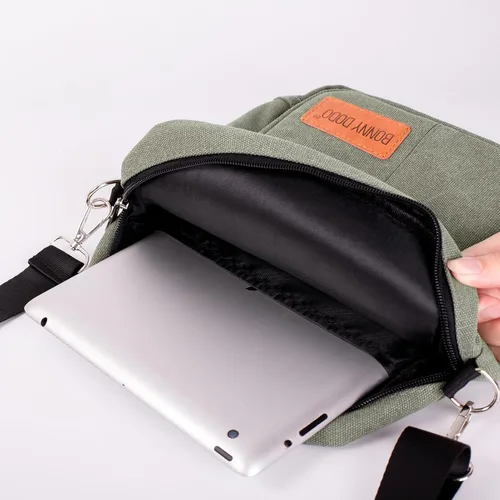 Vista 7 de Pequeñas bolsas de mensajero de lona casuales ligeras, bolso cruzado de viaje, bolsas de hombro para mujeres y hombres, bolsa lateral de lona