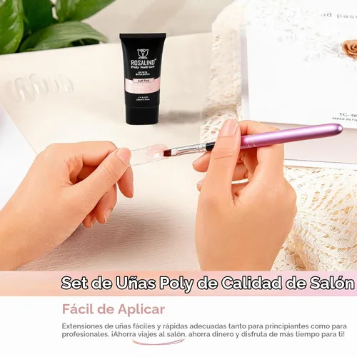 Vista 4 de ROSALIND - Gel de uñas de poliéster rosa de 2 onzas, gel de extensión de uñas para mejorar el constructor Pink Nude Poly Nail Gel 60g/2oz, Easy to