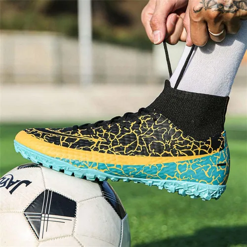 Vista 2 de GEXECEUSS Soccer Shoes for Big Boys High-Top Cleats Soccer Boots Breathable Lightweight Turf Football Shoes for Mens Outdoor Competition Training