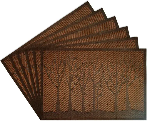 Vista 8 de Juego de 4 manteles individuales de PVC para cocina, aislamiento térmico y resistente a las manchas, rectangular, lavable, reciclado