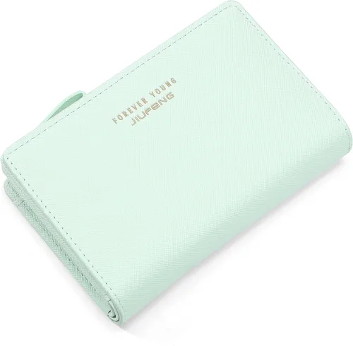 Vista 8 de JIUFENG Cartera con cremallera para mujer, con bloqueo RFID, multiusos, para monederos, tarjetero, monederos cortos Beige