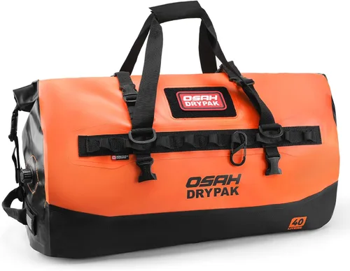 Vista 15 de Bolsa de lona impermeable 25L/40L/60L – Bolsa trasera de motocicleta resistente, bolsa seca enrollable para viajes, camping, canotaje, kayak