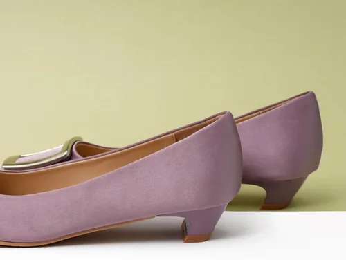 Vista 3 de C.Paravano Zapatos de tacón grueso con punta cerrada para mujer Tacones bajos de cuero Tacones bajos de punta cuadrada Zapatos de tacón de vestir