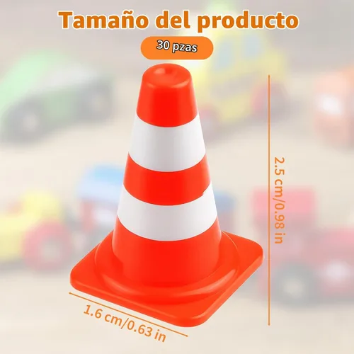 Vista 2 de 30 piezas de conos de tráfico mini, conos de seguridad de carretera de plástico en miniatura, entrenamiento, pequeños, para deportes, construcción