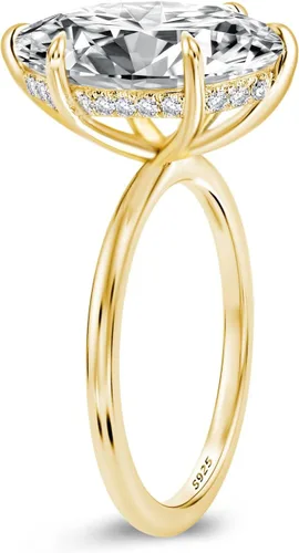 Vista 2 de Anillo de compromiso de corte marquesa de 3.5 quilates,Anillo de diamantes de imitación,Anillo de promesa chapado en oro amarillo y blanco de 18