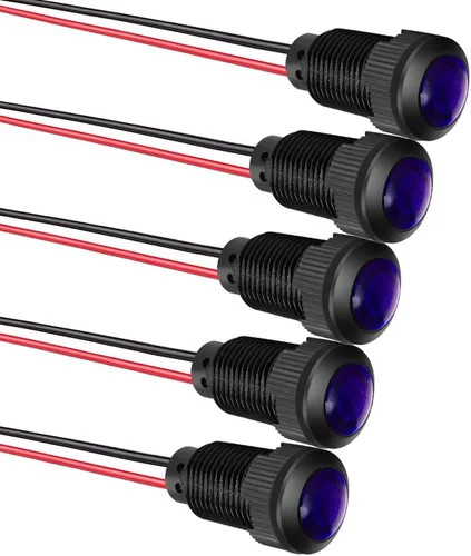 Vista 9 de Gebildet 5 piezas de luz piloto indicadora LED de plástico AC/DC 12-24V, tamaño del orificio de montaje 12 mm (rojo/naranja/azul/verde/blanco)