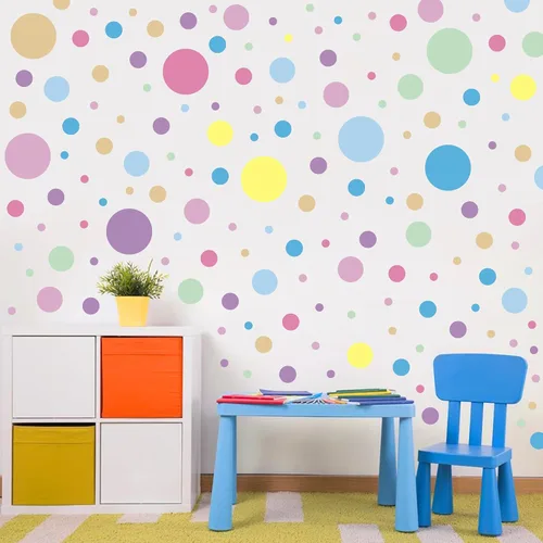 Vista 12 de Calcomanías de pared de lunares coloridos bohemios, calcomanías de pared de arco iris (negro) Peel and Stick,Easily Apply,Removable Dots,Multiple