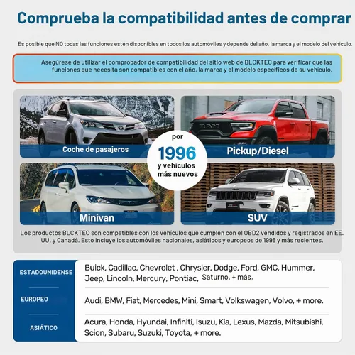 Vista 7 de BLCKTEC 460T OBD2 - Lector de códigos de escáner para coche, herramienta de diagnóstico del motor ABS SRS Transmisión, 12 servicios de reset, reset