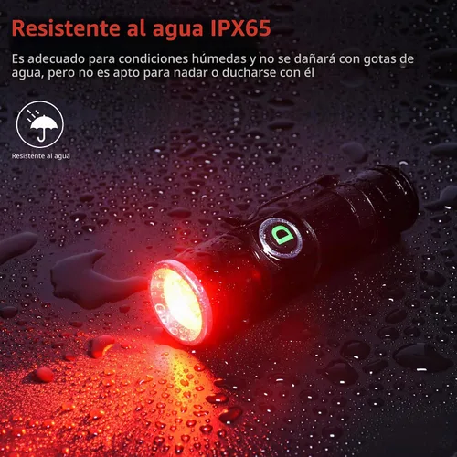 Vista 6 de DARKDAWN Linterna de Luz Roja Recargable USB, Mini Linternas LED de Luz Roja Enfoque Ajustable, Linterna Portátil con Clip de Bolsillo para Pesca