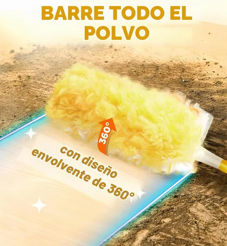 Vista 2 de Recargas de plumero resistentes para Swiffer Duster, 12 unidades de recarga de plumero con 1 mango, plumeros multisuperficie de 360° con 4 Naranja