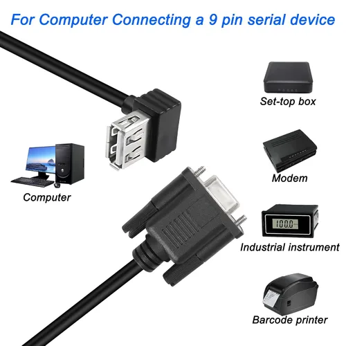 Vista 6 de MEIRIYFA Cable adaptador USB hembra a RS-232 DB9 hembra, USB 2.0 a Serial RS232 DB9 (9 pines) Cable convertidor para caja registradora, módem