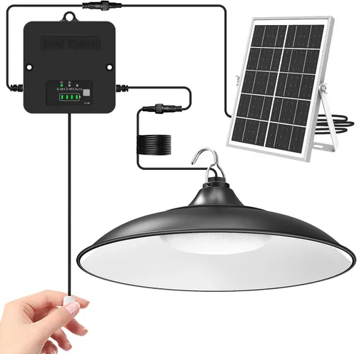Vista 10 de Luz solar para interiores y exteriores, luz colgante diurna blanca cálida disponible con cuerda de tracción, del atardecer al amanecer, 3 modos