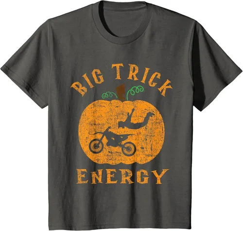 Vista 33 de Dirt Bike Motocross Halloween - Pumpkin Jack O Lantern T-Shirt Asphalt Grey