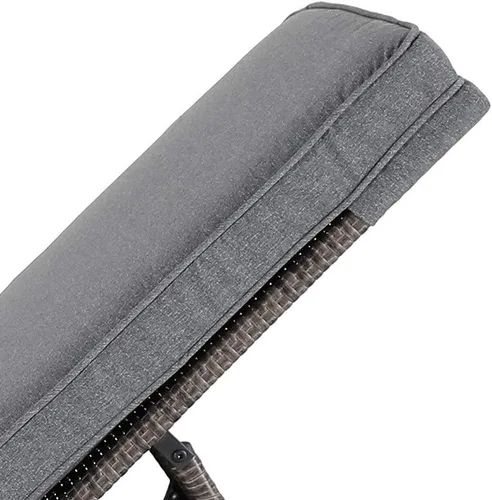 Vista 9 de Patiorama Tumbona para patio al aire libre, elegante silla tumbona reclinable ajustable de ratán para piscina con cojín, mimbre de polietileno gris
