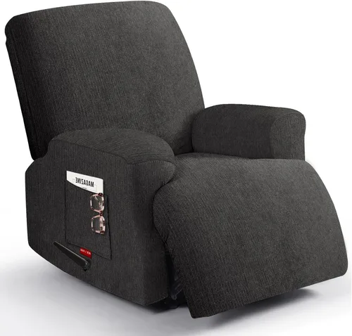 Vista 41 de 3 fundas elásticas para sillas reclinables, fundas de tela de felpa y protectores duraderos de muebles para niños y mascotas (1 plaza, negro)