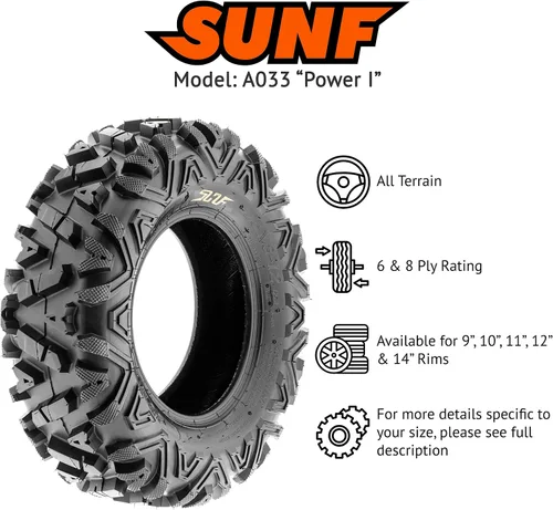 Vista 4 de SunF Neumáticos todo terreno 23x8-11 24x9-11 ATV UTV 6 PR POWER I A033 - PAQUETE