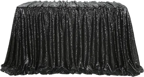 Vista 14 de Mantel brillante de 48.0 x 79.9 in, con lentejuelas doradas, para decoración de mesa de Halloween Azul bebé