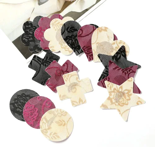 Vista 2 de JROZXF Pasties - Juego de adhesivos para pezones con diseño múltiple adhesivo desechable para mujer