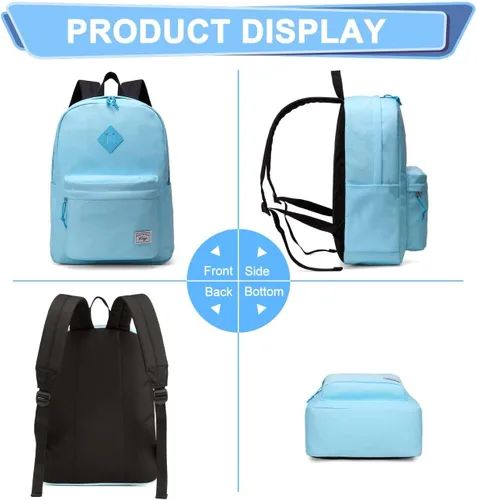 Vista 9 de Kasqo Mochila para mujeres y hombres, mochila clásica ligera y resistente al agua para adolescentes, niñas, niños, mochila informal de viaje escolar