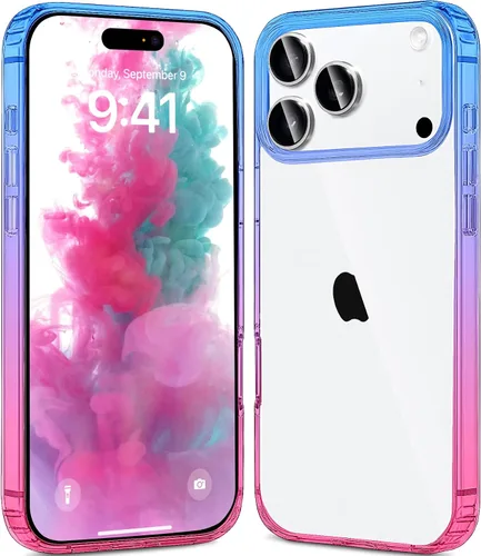 Vista 22 de JJGoo - Funda compatible con iPhone 17 Pro, funda transparente a prueba de golpes, funda protectora delgada con parte trasera de policarbonato duro