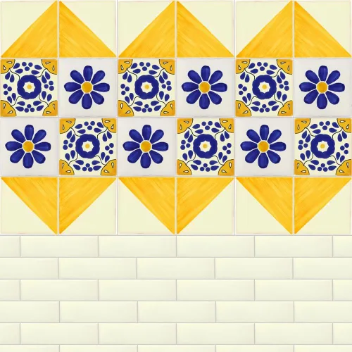 Vista 6 de 4 ¼ x 4 ¼ Hacienda Amarillo – mexicano de Talavera baldosa cerámica