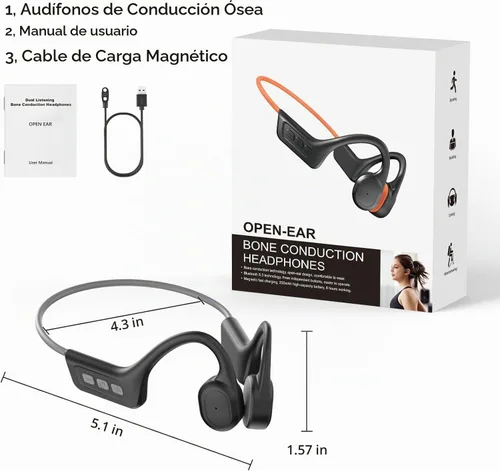 Vista 9 de Auriculares de conducción ósea Bluetooth, auriculares inalámbricos impermeables IPX7 mejorados, auriculares abiertos Bluetooth 5.3 con micrófono Gris