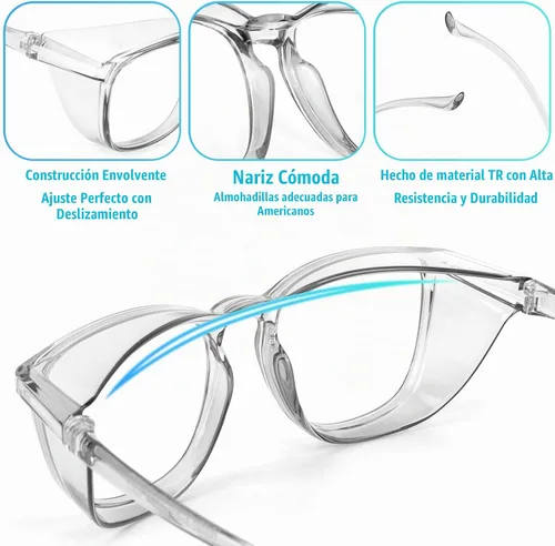 Vista 4 de 4 Pack Safety Glasses Goggles For Women Anti Fog, Cute Protective Eyewear for Nurses, ANSI Z87+ Anti-Blue Light (Transparente _Gris _Negro _Leopardo)