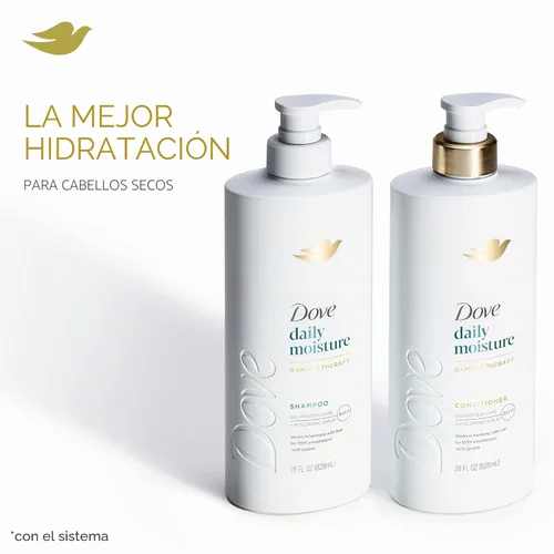 Vista 4 de Dove Champú de coco e hidratación para cabello seco con tecnología de cuidado de bio-proteínas y aceite de coco, 28 onzas líquidas
