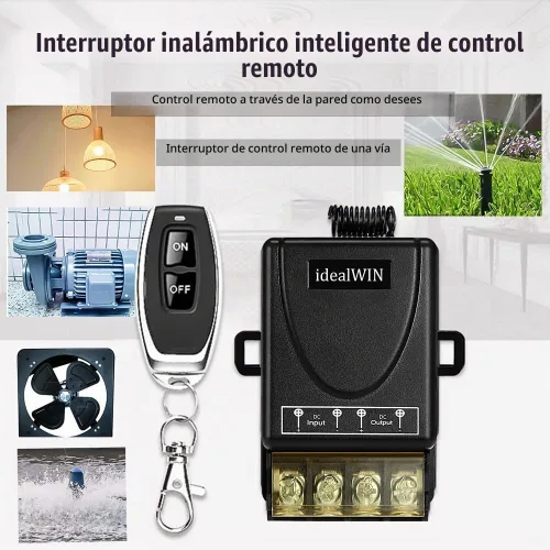 Vista 4 de Interruptor remoto inalámbrico, CC 12-72V 30A, rango de 328 pies