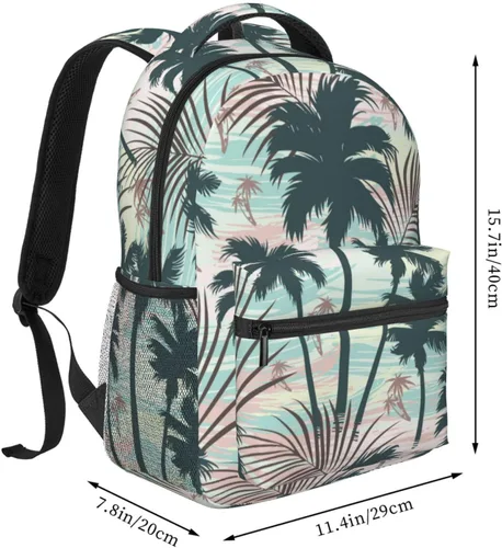Vista 2 de Palmeras Mochila Casual de Gran Capacidad Ligero Ajustable Para Hombre Para Mujer, Palmeras 8